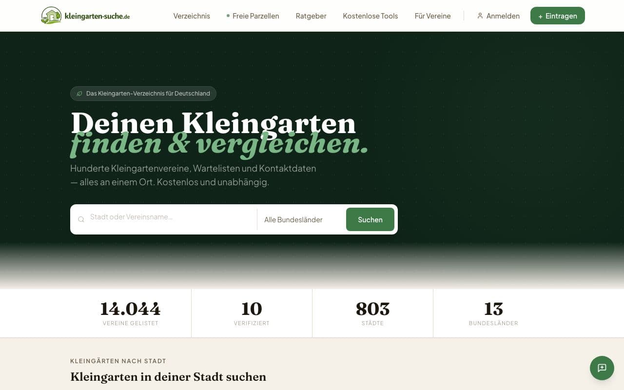 Kleingarten Suche